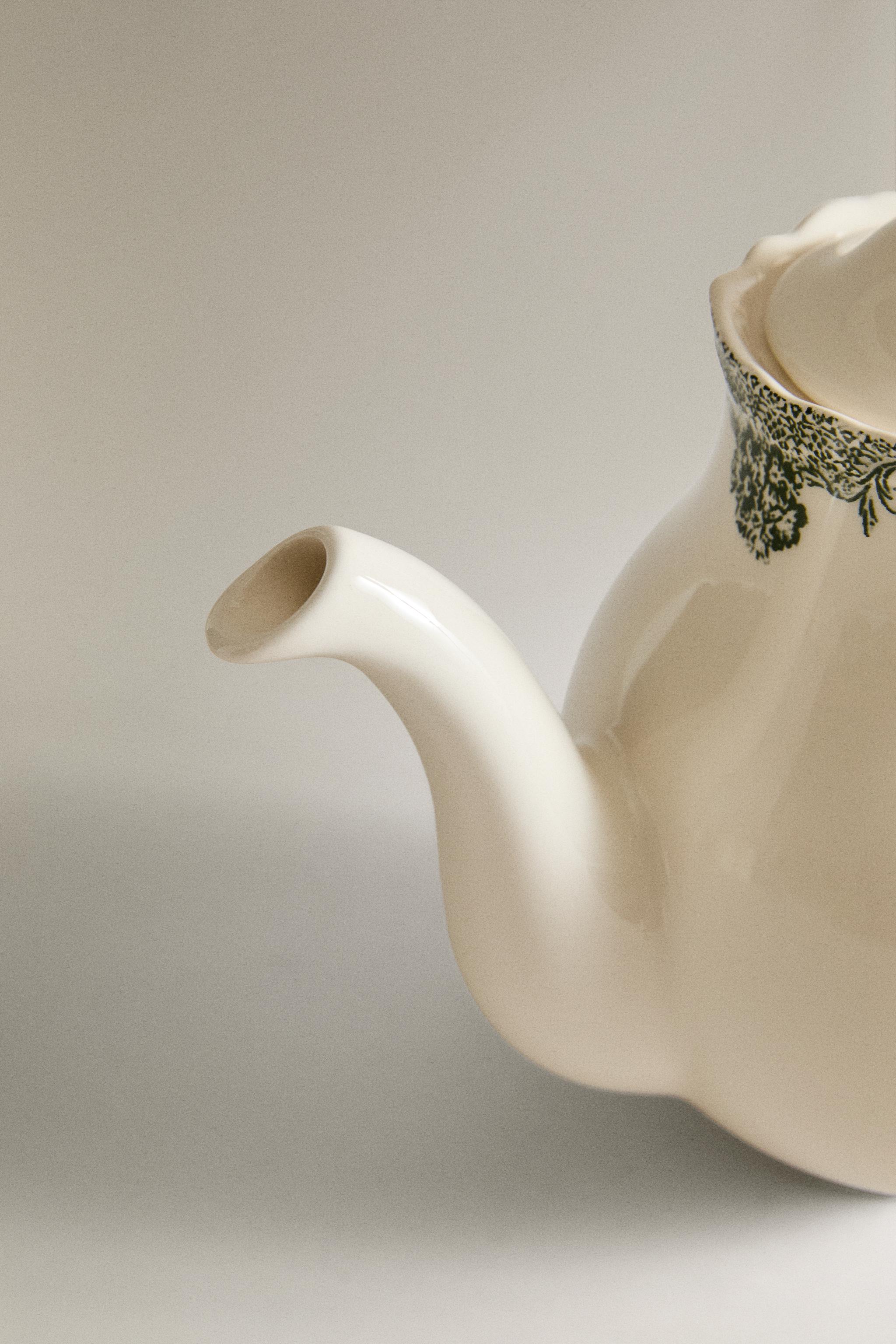 FLORAL EARTHENWARE TEAPOT